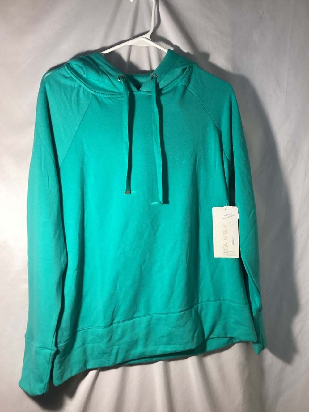 Danskin Hoodie Size M Turquoise Green Pullover Sweatshirt